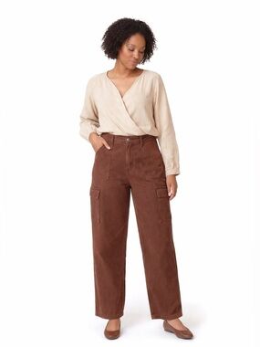 NWT Broadway 38 (SZ VARIOUS) brown wide leg cargo pants/high waisted/100% cotton